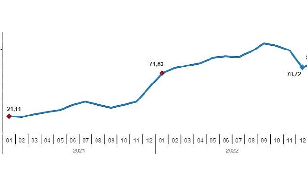 TÜİK: Hizmet Üretici Fiyat Endeksi (H-ÜFE) yıllık %82,64, aylık %15,57 arttı