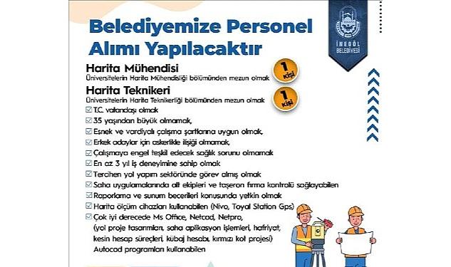 İnegöl Belediyesi Mühendis Ve Tekniker Alımına Çıkıyor