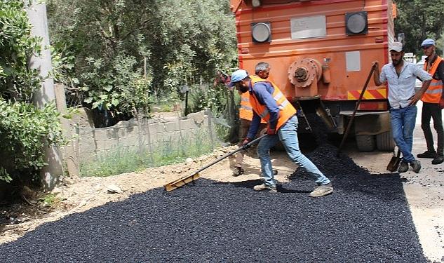 Manavgat’ta sıcak asfalt çalışması